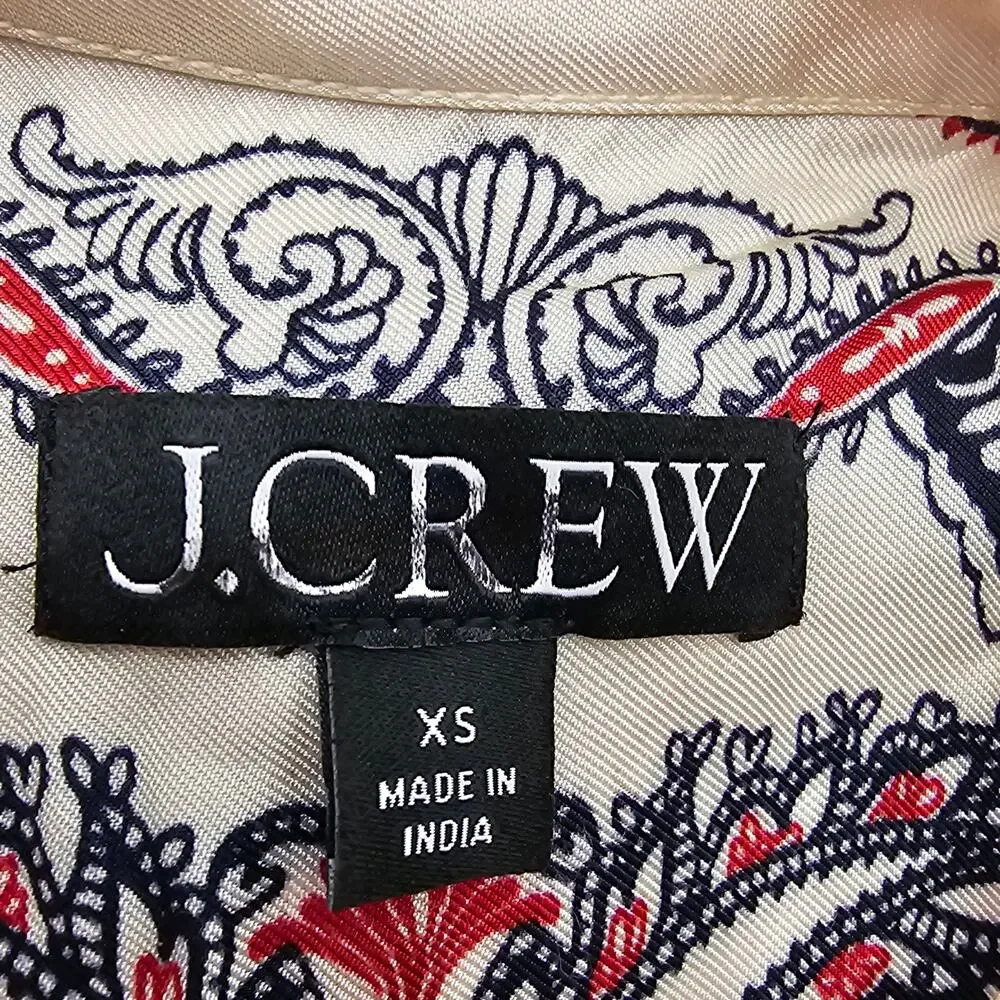 J. Crew Womans size XS Drapey Paisley Print Button Up Shirt Pale Pink CD037 NEW